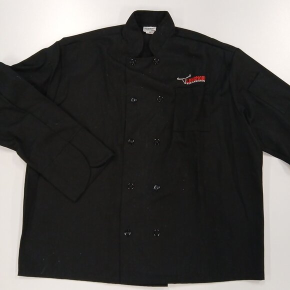 Longhorn Steakhouse Black Chef Coat Jacket Cook Employee Uniform Work 2XL NEW - Picture 1 of 7